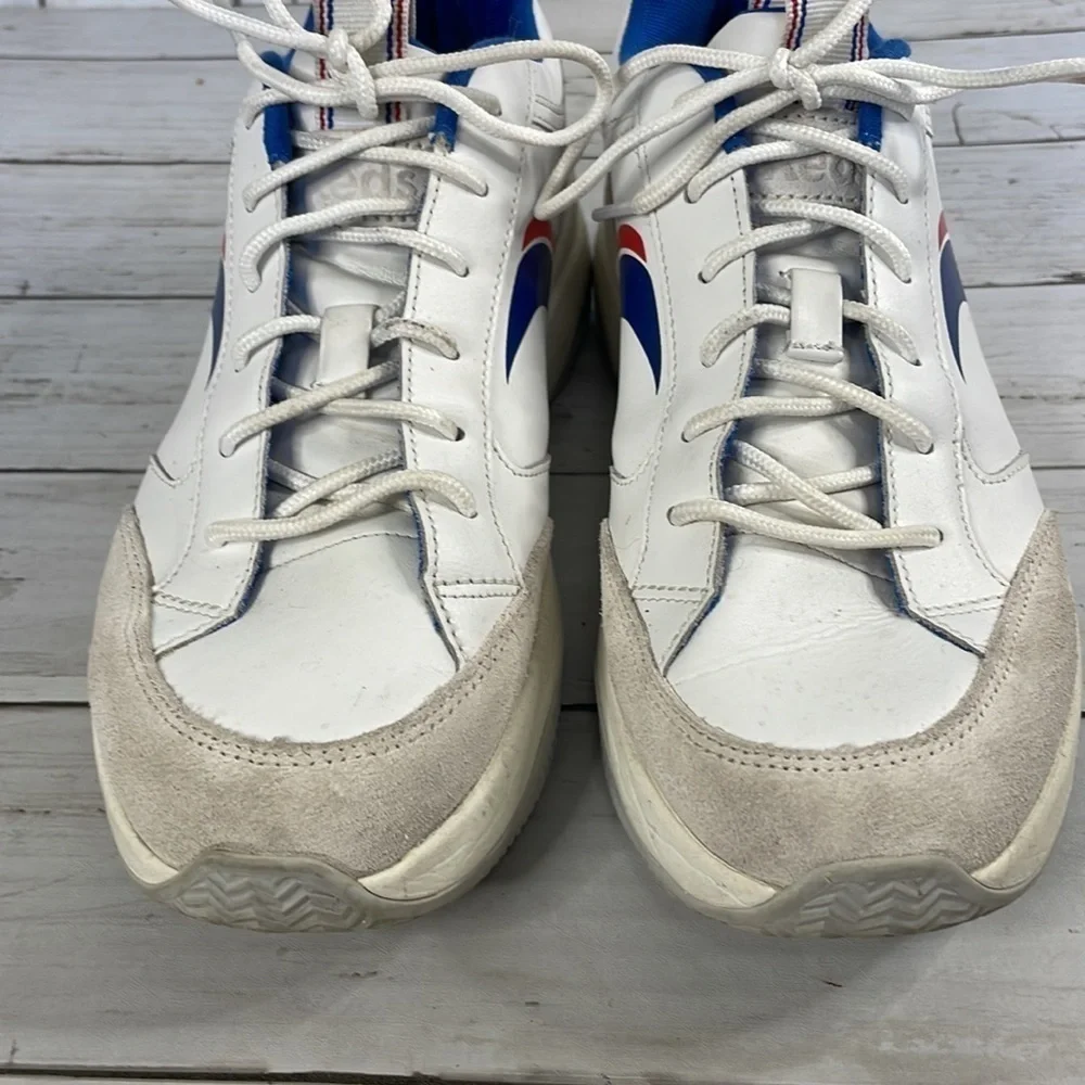 Keds K-89 White Chunky Leather Sneaker with Red&White Wave Accent